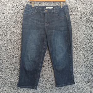 Chico's 1 Platinum Capri Jeans Women 8 Blue Ultimate Fit Slim Leg Denim